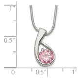 Sterling Silver Pink CZ Necklace-WBC-QH640-18