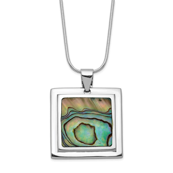 Sterling Silver Abalone Pendant Necklace-WBC-QH698-18