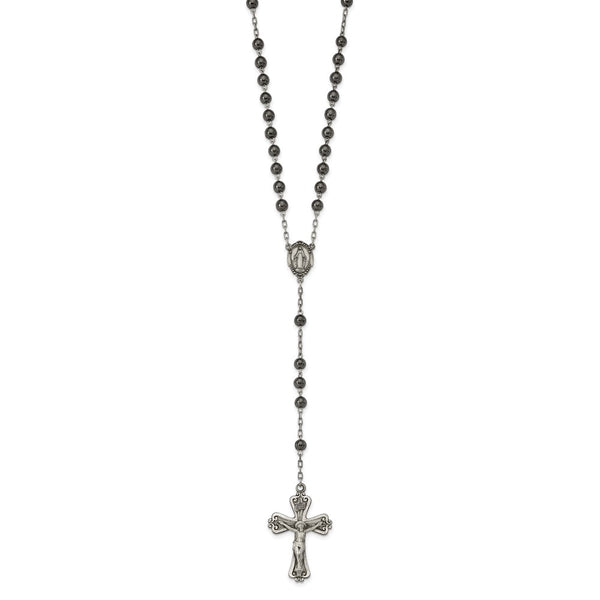 Sterling Silver Antiqued Hematite Rosary-WBC-QH902