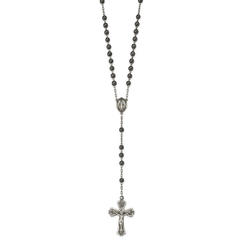 Sterling Silver Antiqued Hematite Rosary-WBC-QH902