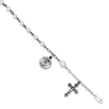 Sterling Silver FW Cultured Pearl Rosary Bracelet-WBC-QH980-7