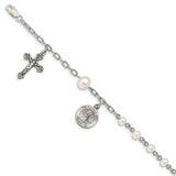 Sterling Silver FW Cultured Pearl Rosary Bracelet-WBC-QH980-7