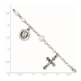Sterling Silver FW Cultured Pearl Rosary Bracelet-WBC-QH981-7