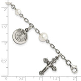 Sterling Silver FW Cultured Pearl Rosary Bracelet-WBC-QH981-7