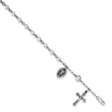 Sterling Silver Rosary Bracelet w/ Rnd.Fluted Beads-WBC-QH982-7