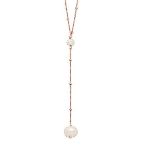 Sterling Silver Rose-tone Freshwater Cultured Pearl w/2 in ext. Necklace-WBC-QHR5660-16