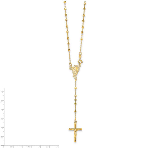 Sterling Silver Gold-plated Polished Rosary Necklace-WBC-QHY2393-18