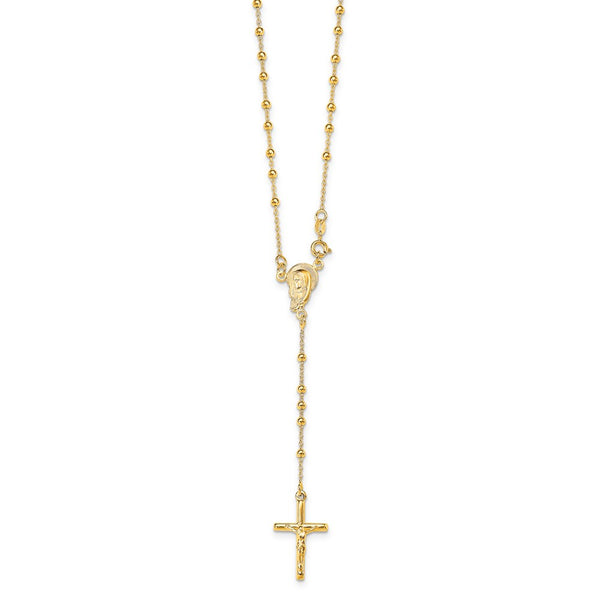 Sterling Silver Gold-plated Polished Rosary Necklace-WBC-QHY2393-18