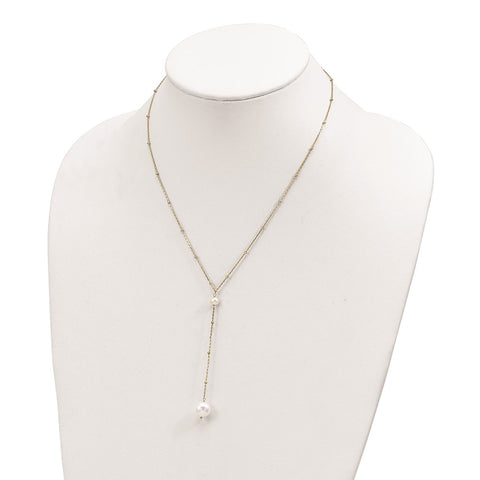 Sterling Silver Gold-tone Freshwater Cultured Pearl w/2 in ext. Necklace-WBC-QHY5660-16