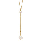 Sterling Silver Gold-tone Freshwater Cultured Pearl w/2 in ext. Necklace-WBC-QHY5660-16