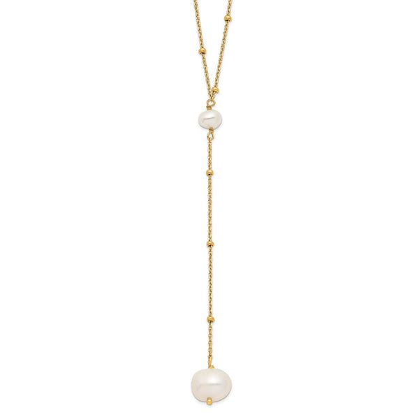 Sterling Silver Gold-tone Freshwater Cultured Pearl w/2 in ext. Necklace-WBC-QHY5660-16