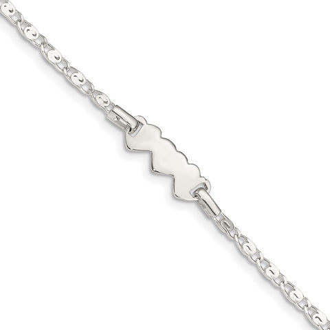 Sterling Silver Polished Heart Baby Engraveable ID Bracelet-WBC-QID170-6