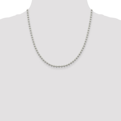 Sterling Silver 4mm Beaded Chain-WBC-QK29-20