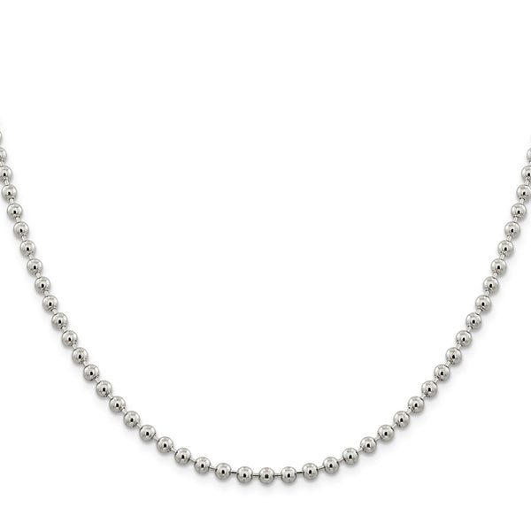 Sterling Silver 4mm Beaded Chain-WBC-QK29-20