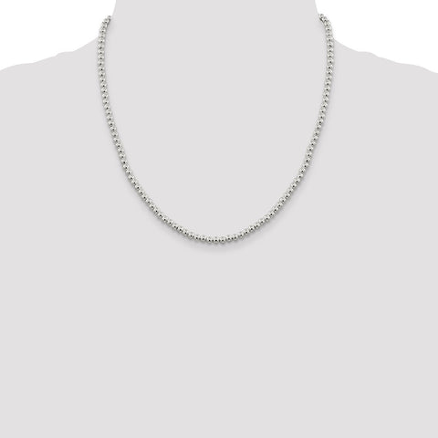 Sterling Silver 4mm Beads on Box Chain-WBC-QK33-20