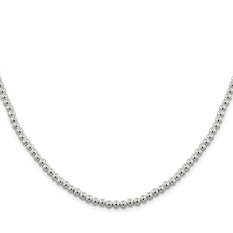 Sterling Silver 4mm Beads on Box Chain-WBC-QK33-20