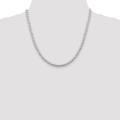 Sterling Silver 5mm Beads on Box Chain-WBC-QK34-20