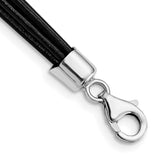 Sterling Silver Rhodium-plated 16inch Black Multi-Cord Leather Necklace-WBC-QK39-16