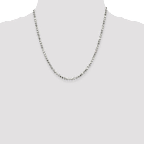 Sterling Silver 3mm Beaded Chain-WBC-QK83-20