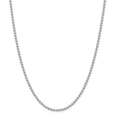 Sterling Silver 3mm Beaded Chain-WBC-QK83-24