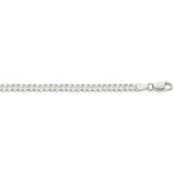 Sterling Silver 3.8mm Flat Curb Chain-WBC-QLB100-22