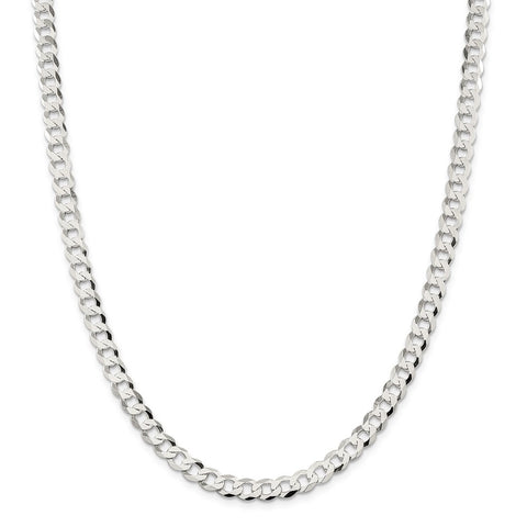 Sterling Silver 6.8mm Flat Curb Chain-WBC-QLB180-18