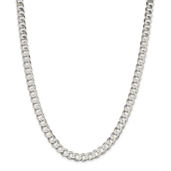 Sterling Silver 8mm Flat Curb Chain-WBC-QLB200-18
