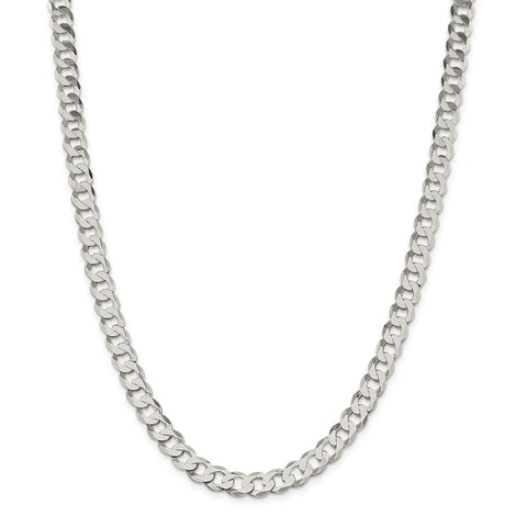 Sterling Silver 8mm Flat Curb Chain-WBC-QLB200-16