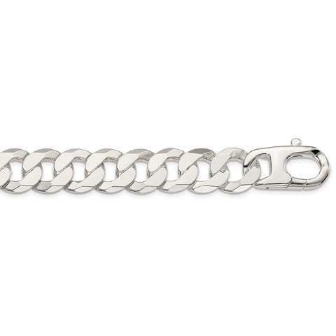 Sterling Silver 16mm Flat Curb Chain-WBC-QLB400-22