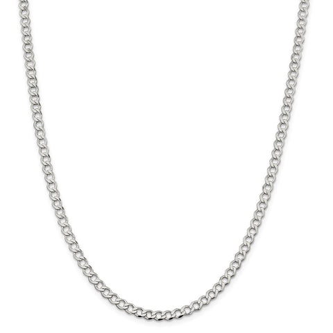 Sterling Silver 4.5mm Semi-solid Flat Curb Chain-WBC-QLFB100-20