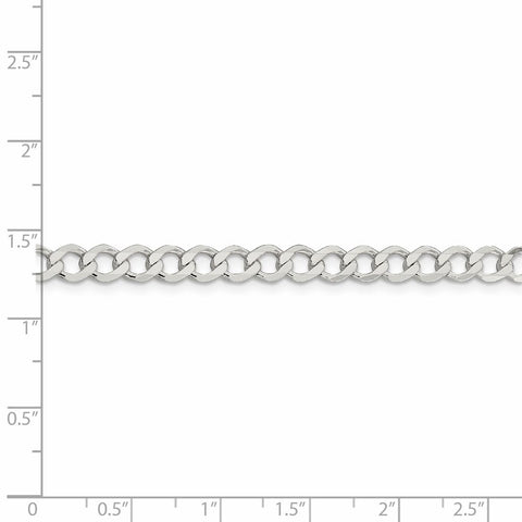 Sterling Silver 5.3mm Semi-solid Flat Curb Chain-WBC-QLFB120-22