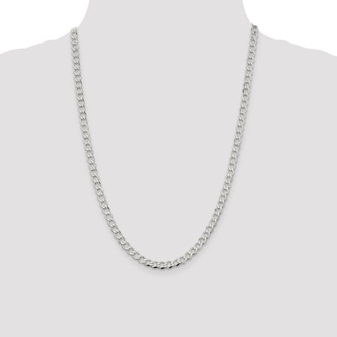 Sterling Silver 5.3mm Semi-solid Flat Curb Chain-WBC-QLFB120-24