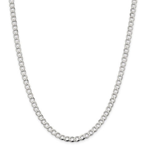 Sterling Silver 5.3mm Semi-solid Flat Curb Chain-WBC-QLFB120-20