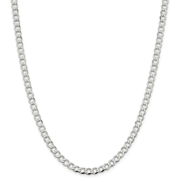 Sterling Silver 5.3mm Semi-solid Flat Curb Chain-WBC-QLFB120-16