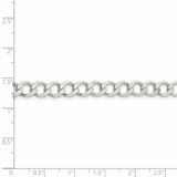 Sterling Silver 6.4mm Semi-solid Flat Curb Chain-WBC-QLFB150-22