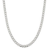 Sterling Silver 6.4mm Semi-solid Flat Curb Chain-WBC-QLFB150-20