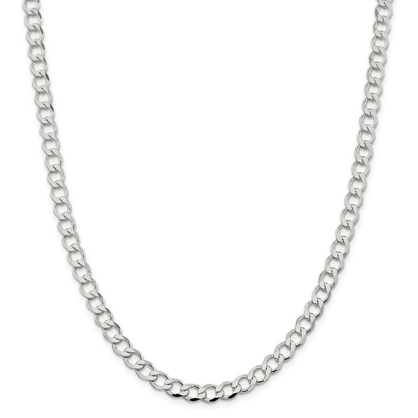 Sterling Silver 6.4mm Semi-solid Flat Curb Chain-WBC-QLFB150-20