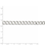 Sterling Silver 8.1mm Semi-solid Flat Curb Chain-WBC-QLFB180-22