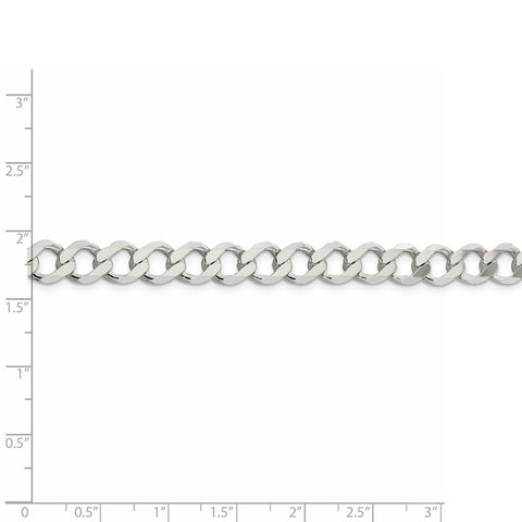 Sterling Silver 8.1mm Semi-solid Flat Curb Chain-WBC-QLFB180-7