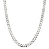 Sterling Silver 8.1mm Semi-solid Flat Curb Chain-WBC-QLFB180-18