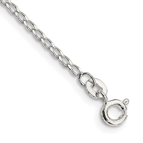 Sterling Silver 1.5mm Open Elongated Link Chain Anklet-WBC-QLL050-9
