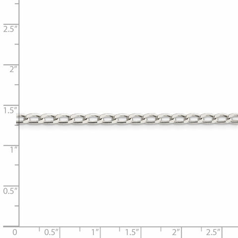 Sterling Silver 3.2mm Open Elongated Link Chain Anklet-WBC-QLL100-10