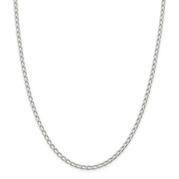 Sterling Silver Rhodium Plated 3.2mm Open Link Chain Anklet-WBC-QLL100R-9