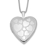 Sterling Silver Rhodium-plated 20mm Floating Hearts Heart Locket Necklace-WBC-QLS237-18