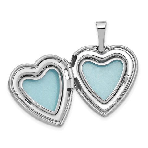 Sterling Silver Rhodium-plated 16mm Enameled Lily Heart Locket Necklace-WBC-QLS255-18