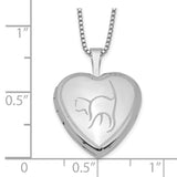 Sterling Silver Rhodium-plated 16mm Cat Heart Locket Necklace-WBC-QLS257-18