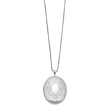 Sterling Silver RH-plated 26mm Oval with Flowers Oval Locket Necklace-WBC-QLS265-18