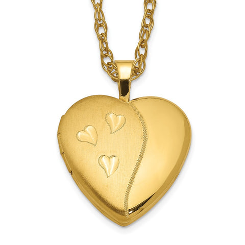 1/20 Gold Filled 16mm Satin and Polished Heart Locket Necklace-WBC-QLS291-18