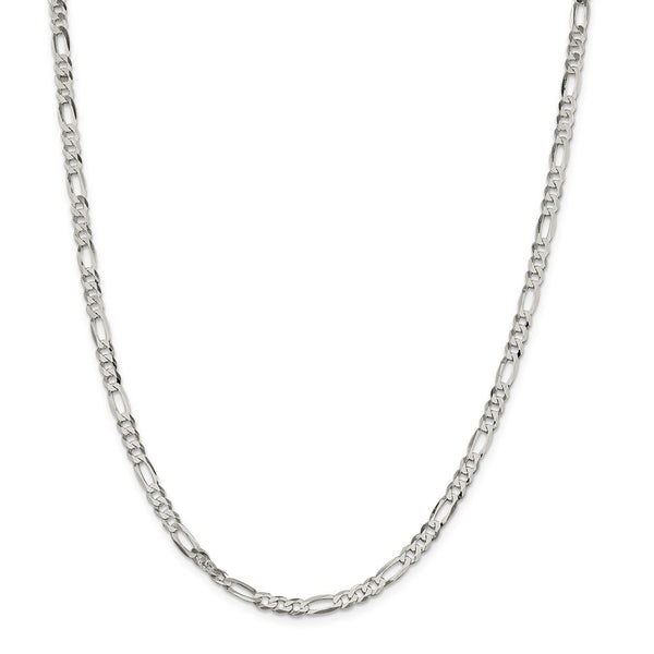 Sterling Silver 4.5mm Lightweight Flat Figaro Chain-WBC-QMB120-26