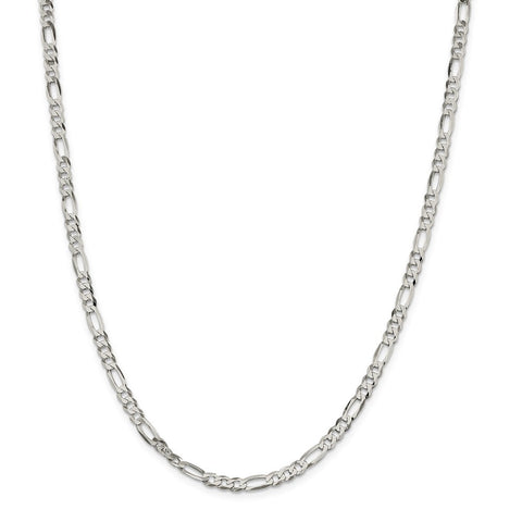 Sterling Silver 4.5mm Lightweight Flat Figaro Chain-WBC-QMB120-22